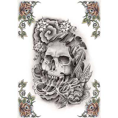 Skull Design Water Transfer Temporary Tattoo(fake Tattoo) Stickers NO.11537
